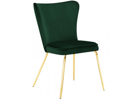 Tmavě zelená sametová jídelní židle MICADONI ARI