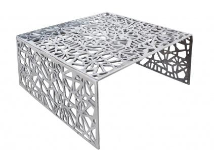 Stříbrný kovový konferenční stolek Corrido 60x60 cm