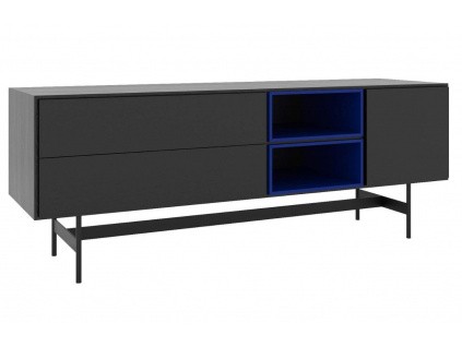 Černo modrý dubový TV stolek Maya 180 x 50 cm