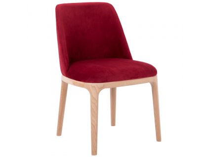 Červená sametová jídelní židle Lola