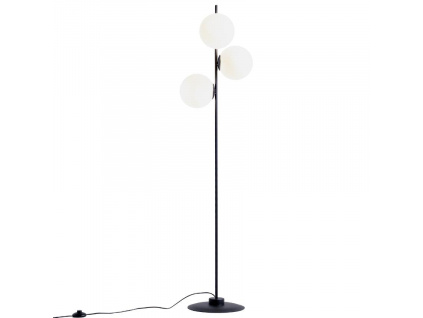 Bílo černá skleněná stojací lampa Bubbly 155 cm