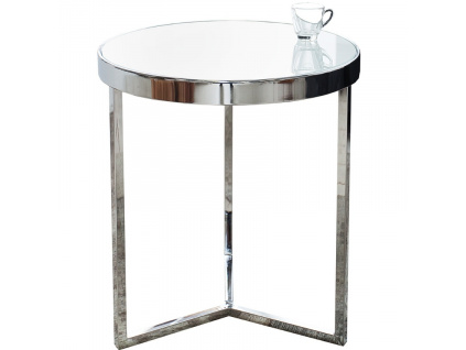 Bílý skleněný odkládací stolek Astrid O 45 cm