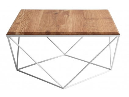 Dubový konferenční stolek Deryl 80 x 80 cm s bílou podnoží