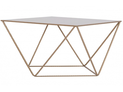 Zlatý kovový konferenční stolek Deryl 80 x 80 cm