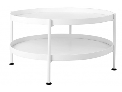 Bílý kovový konferenční stolek Nollan 80 cm s policí
