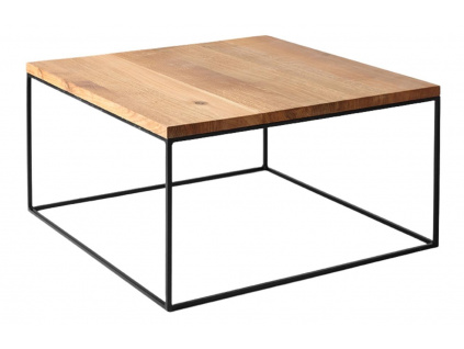Dubový konferenční stolek Moreno 80 x 80 cm s černou podnoží