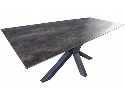 Černo šedý keramický rozkládací jídelní stůl Letole 180/225 x 90 cm