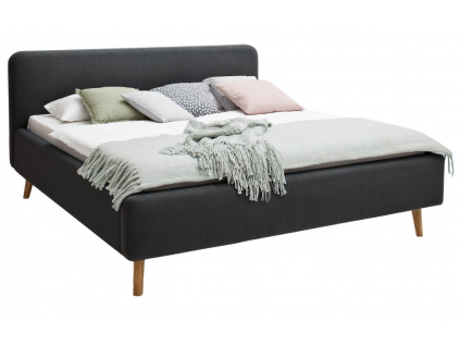 Antracitově šedá látková dvoulůžková postel Meise Möbel Mattis 160 x 200 cm