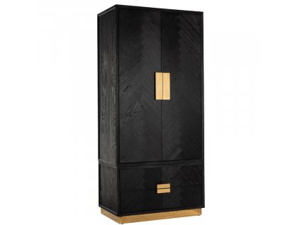 Černo zlatá dubová šatní skříň Richmond Blackbone 220 x 100 cm