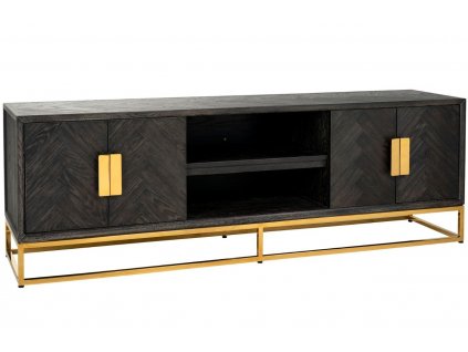 Černo zlatý dubový TV stolek Richmond Blackbone 185 x 42 cm