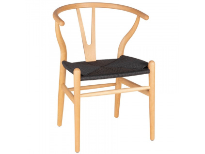 Černá přírodní dřevěná jídelní židle Somcasa Ada