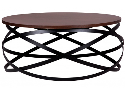 Tmavě hnědý kulatý kovový konferenční stolek Somcasa Dario 80 cm