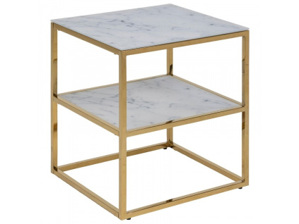 Mramorový noční stolek se zlatou podnoží Venice 45 x 40 cm