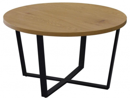 Dubový konferenční stolek s kovovou podnoží Calvin 77 cm