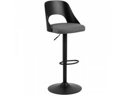 Černá kovová barová židle s šedým sedákem Marianne 62 cm