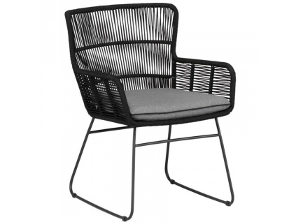 Antracitově šedá kovová zahradní židle Avril s výpletem