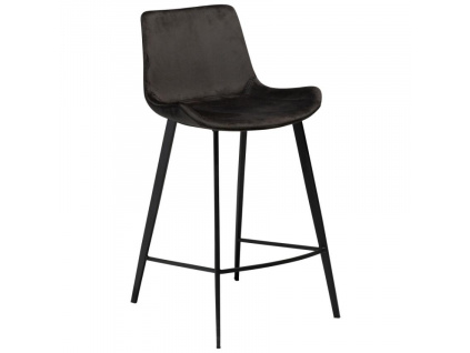 Antracitově šedá sametová barová židle DAN-FORM Hype 65 cm