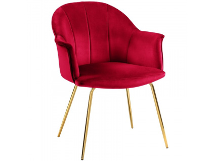 Červená sametová jídelní židle MICADONI TANAMI
