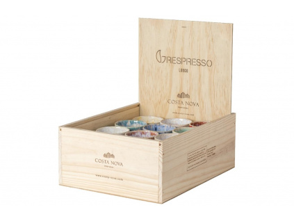 Dřevěný box s barevnými šálky na Lungo COSTA NOVA GRESPRESSO 0,1 l