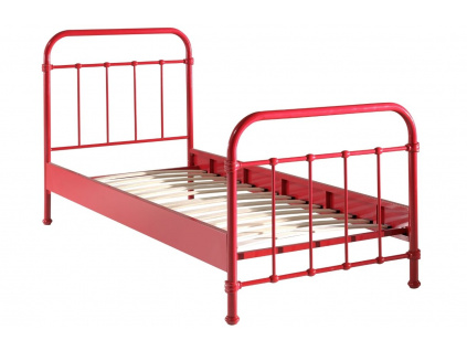 Červená kovová postel Vipack New York 90 x 200 cm