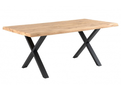 Dubový jídelní stůl Somcasa Corine 220 x 100 cm s černou podnoží
