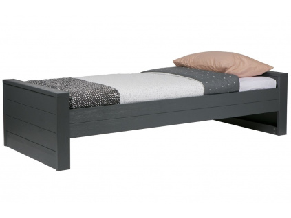 Tmavě šedá borovicová postel Koben 90x200 cm