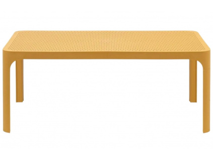 Hořčicově žlutý plastový zahradní konferenční stolek Nardi Net 100 x 60 cm