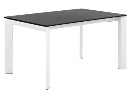 Tmavě šedý keramický rozkládací jídelní stůl Somcasa Tamara 160/240 x 90 cm s bílou podnoží