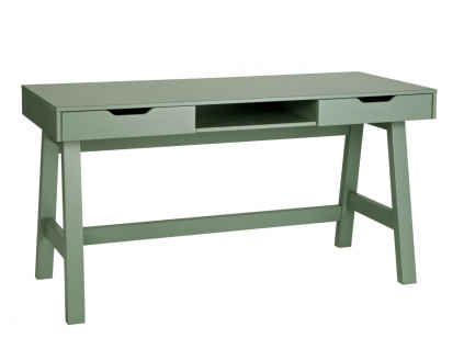 Zelený masivní pracovní stůl Warde 140x62 cm