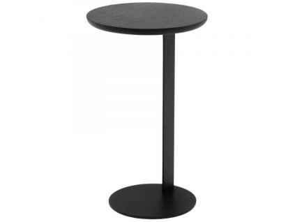 Černý dubový odkládací stolek MICADONI NAMIB 30 cm s kovovou podnoží