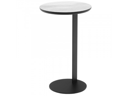 Bílý mramorový odkládací stolek MICADONI NAMIB 30 cm s kovovou podnoží