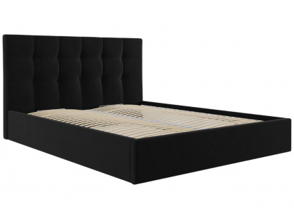 Černá sametová dvoulůžková postel MICADONI Phaedra 140 x 200 cm