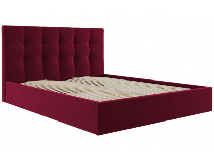 Červená sametová dvoulůžková postel MICADONI Phaedra 160 x 200 cm
