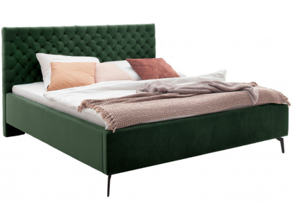 Tmavě zelená sametová dvoulůžková postel Meise Möbel La Maison 160 x 200 cm s černou podnoží