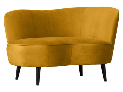 Okrově žluté sametové lounge křeslo Norma 112 cm, pravé