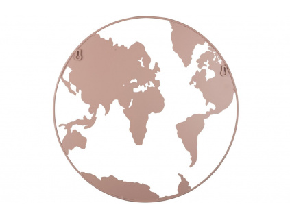 Růžová nástěnná kovová dekorace Continent Ø 50 cm