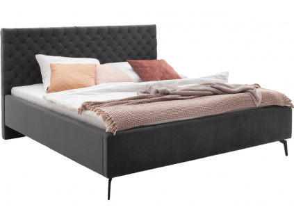 Antracitově šedá sametová dvoulůžková postel Meise Möbel La Maison 180 x 200 cm s černou podnoží