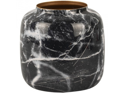 Černá mramorová kovová váza Melias XL 20 cm
