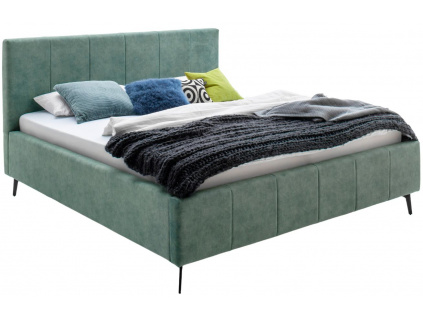 Zelená sametová dvoulůžková postel Meise Möbel Lizzano 180 x 200 cm