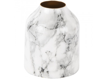 Bílá mramorová kovová váza Melias XS 10 cm