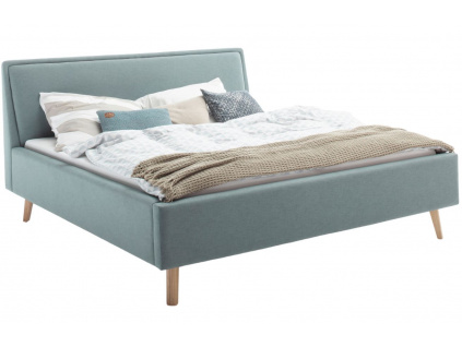 Modro zelená látková dvoulůžková postel Meise Möbel Frieda 160 x 200 cm