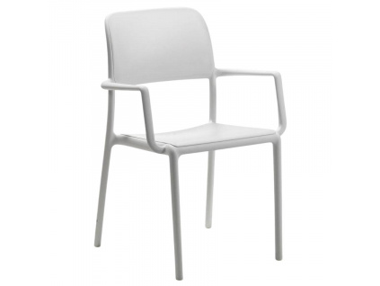 Bílá plastová zahradní židle Riva s područkami