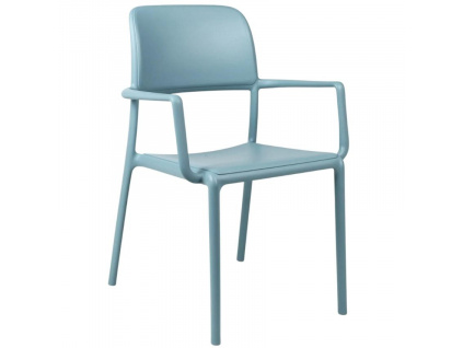 Modrá plastová zahradní židle Riva s područkami