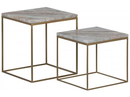 Set dvou mramorových konferenčních stolků Larida 40 x 40 cm/ 36 x 36 cm