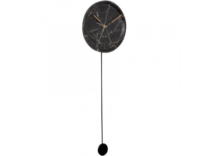 Černé mramorové nástěnné hodiny Chronos 25 cm s kyvadlem
