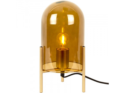 Žlutá skleněná stolní lampa Higiea 30 cm