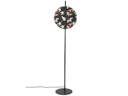 Černá bavlněná stojací lampa WLL JAYLEE 160 cm s potiskem