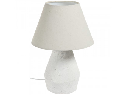 Bílá stolní lampa Kave Home Noara se lněným stínidlem