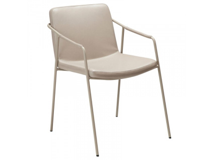 Béžová koženková jídelní židle DAN-FORM Boto s područkami