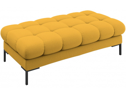 Žlutá látková lavice MICADONI Mamaia 133 cm s černou podnoží